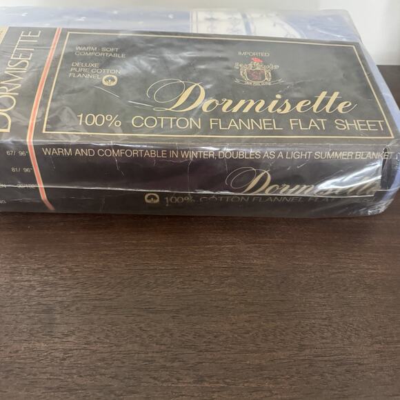 VTG New Dormisette Flannel Full Double Flat Sheet 2 Pillowcases 100% Cotton Blue - Picture 7 of 14